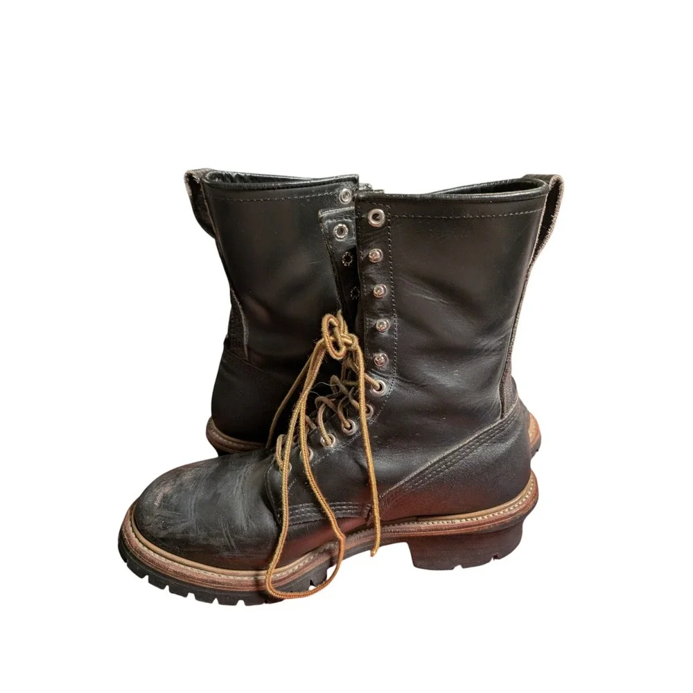 Red Wing Boots Mens 9.5 D Black Leather Loggermax Work Boots Lug Sole Heritage